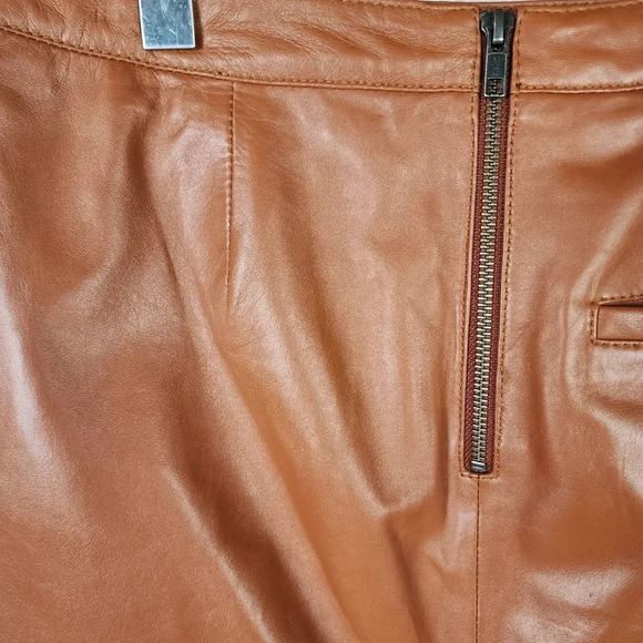 Vintage Mexx Leather Mini Skirt Tawny Brown Lined Size 4 - Picture 14 of 14